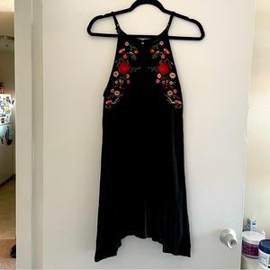 Embroidered Floral Black Dress